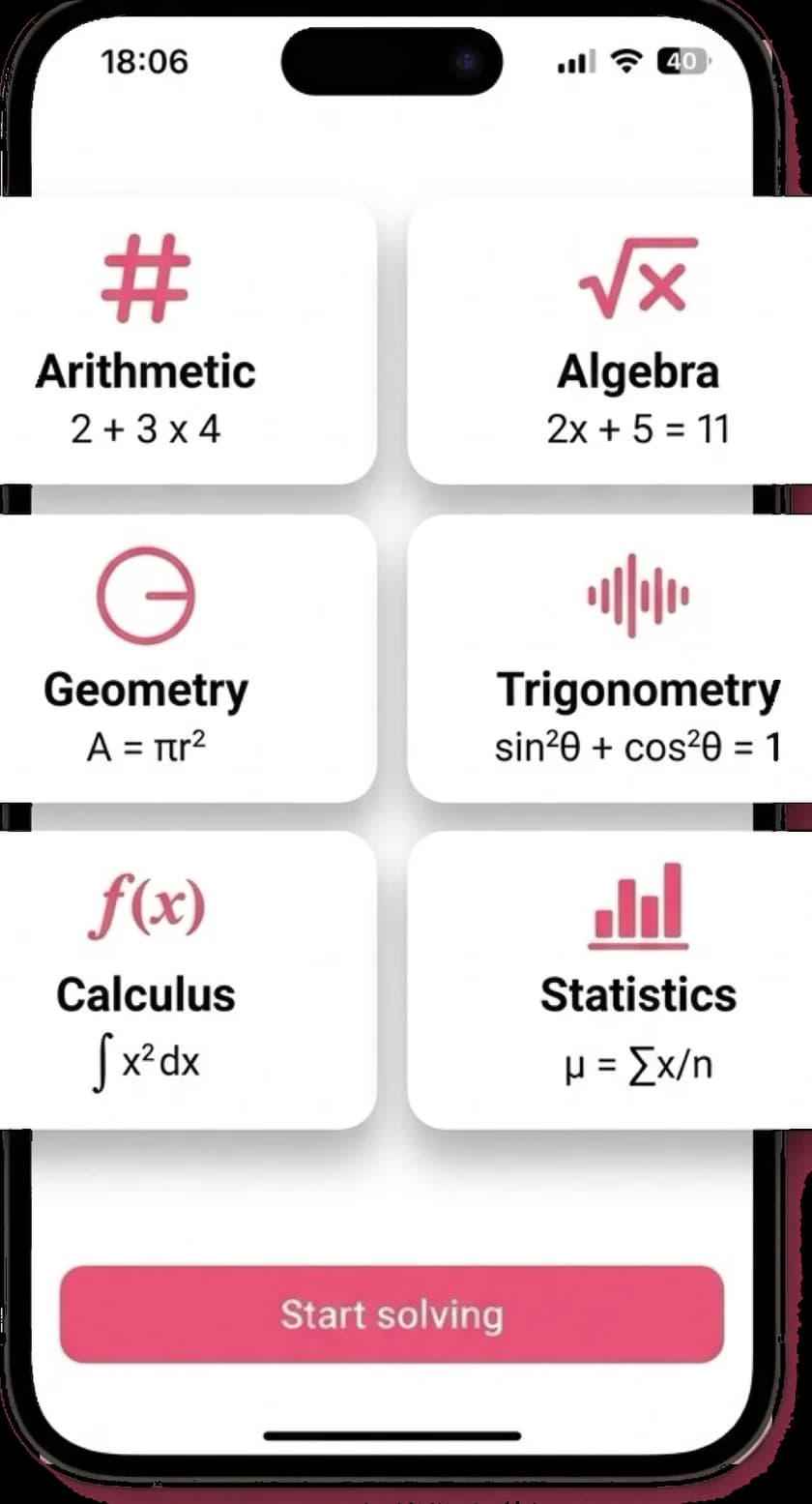 The MathScans subject coverage screen listing geometry alongside algebra, trigonometry and calculus